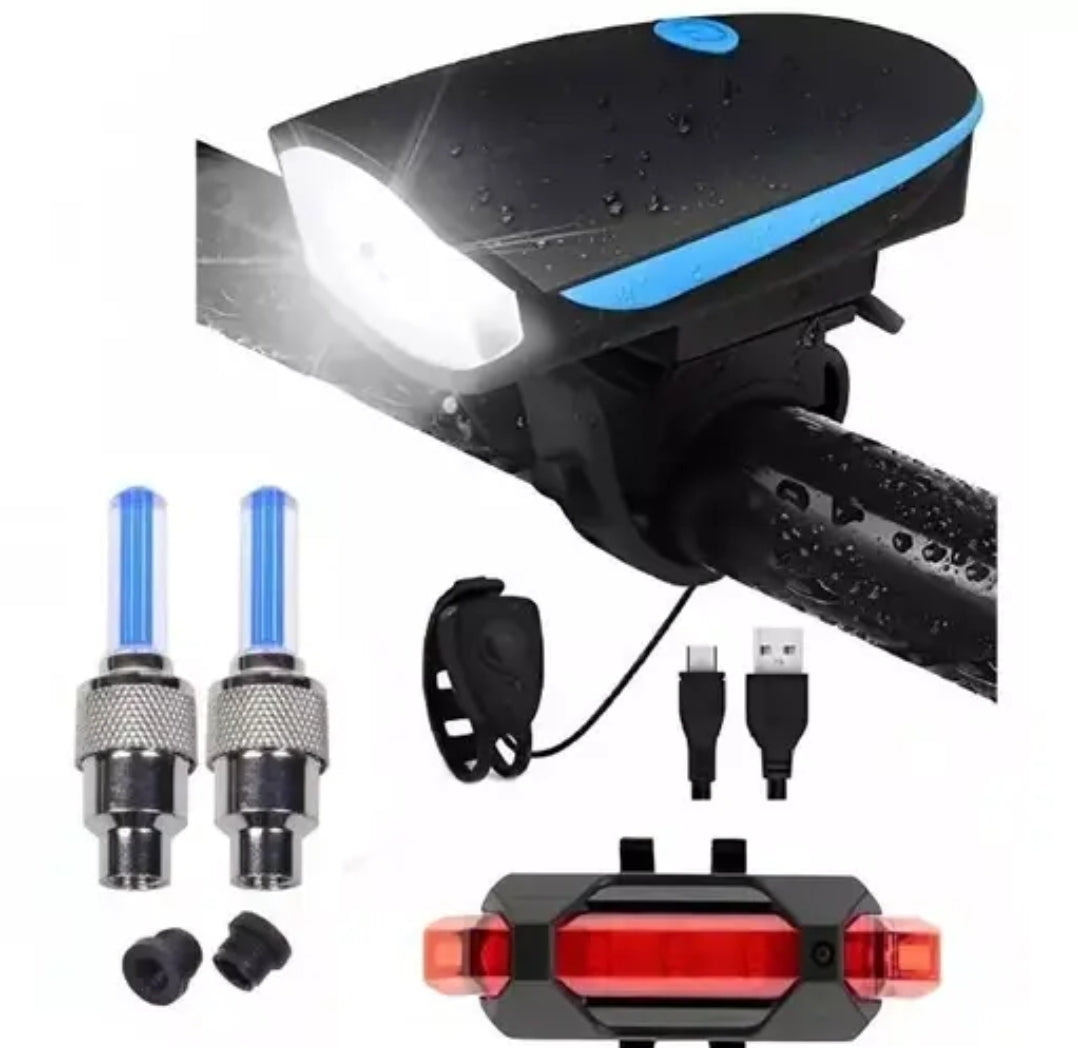 USB Cycle Charging Horn, light, back light, tyre light combo DM648