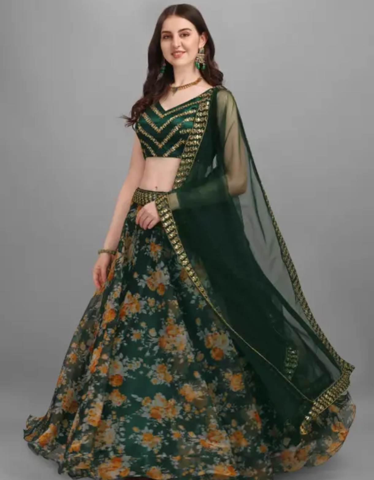 Green lehnga DM893
