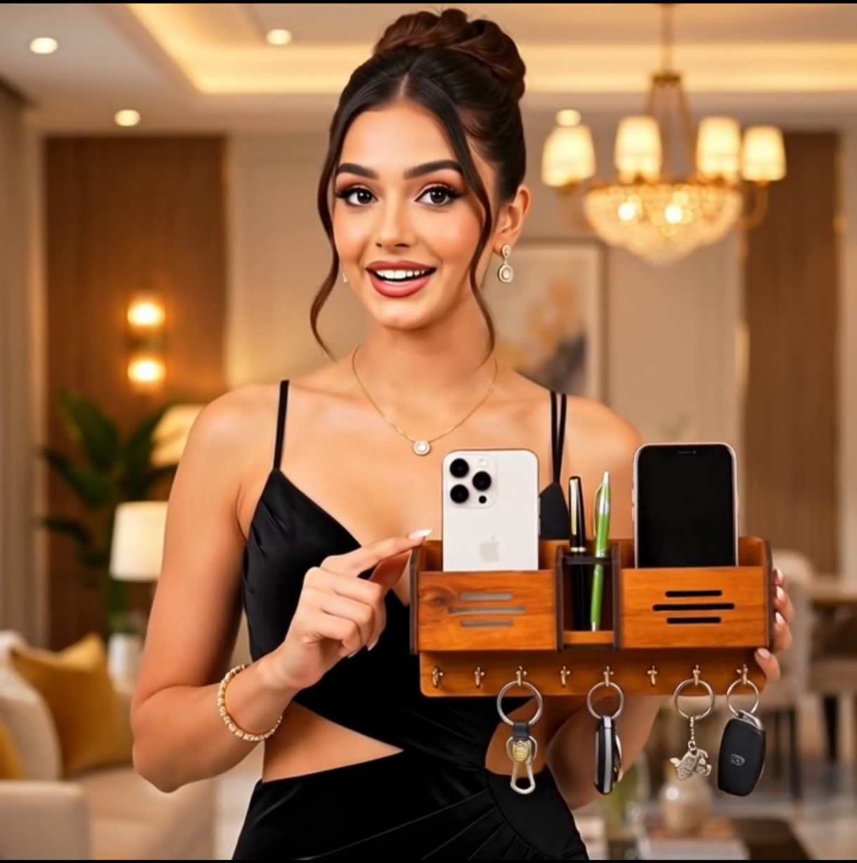Wooden mobile stand key holder DM762