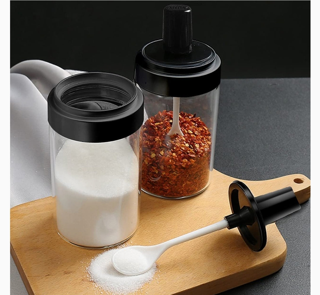 3 Masala Jar with attached Spoon DM575