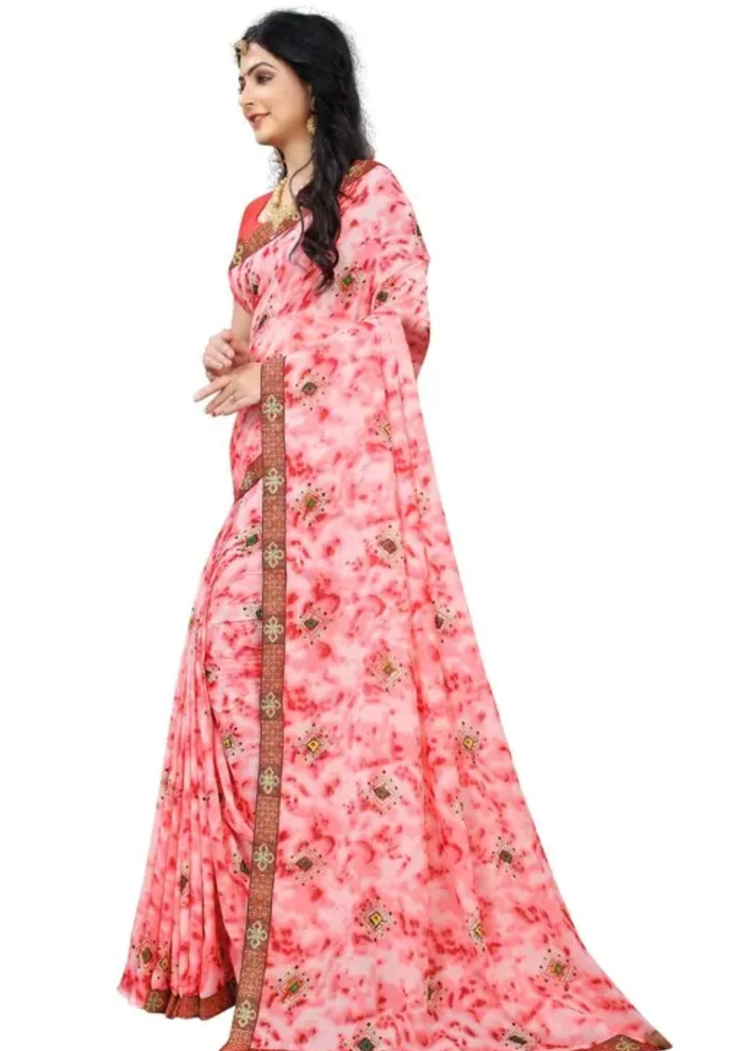 Pink lace border Sarree DM583