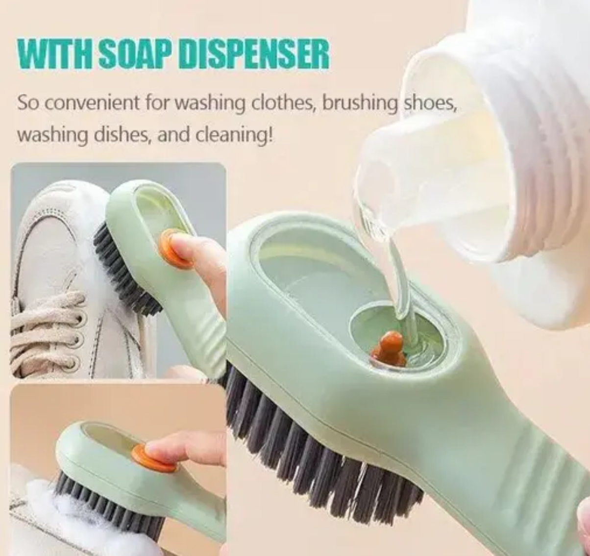 Shoe brush with soap dispenser DM772